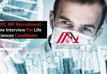 ACTREC JRF Recruitment – Online Interview For Life Sciences Candidates ACTREC JRF Recruitment