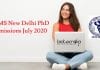 AIIMS New Delhi PhD Programme July 2020 Admissions AIIMS New Delhi PhD