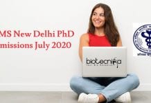 AIIMS New Delhi PhD Programme July 2020 Admissions AIIMS New Delhi PhD