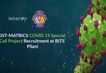 DST-MATRICS COVID 19 Special Call Project Recruitment at BITS Pilani BITS Pilani JRF Vacancy