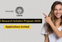 CDFD Research Scholars Program 2020 – Applications Invited CDFD Research Scholars Program