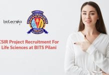 CSIR Project Recruitment For Life Sciences at BITS Pilani CSIR Project Recruitment