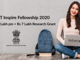 DST Inspire Fellowship 2020