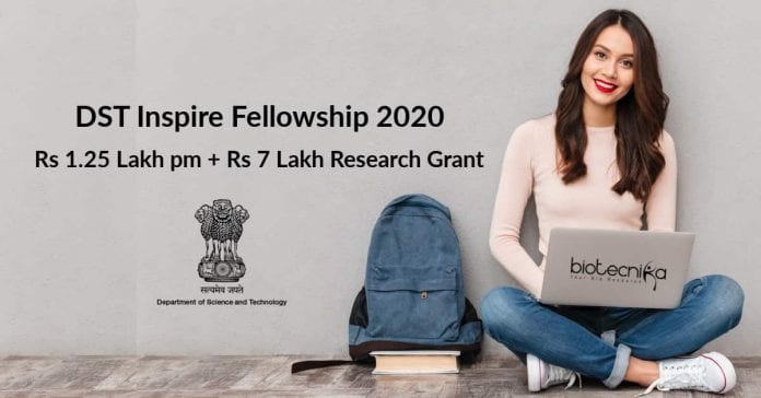 DST Inspire Fellowship 2020