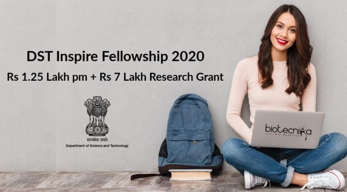 DST Inspire Fellowship 2020
