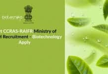 Govt CCRAS-RAIFR Ministry of AYUSH Recruitment – Biotechnology Apply Govt CCRAS-RAIFR Biotech Jobs