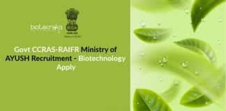 Govt CCRAS-RAIFR Biotech Jobs