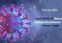 Govt COVID-19 Molecular Biologist Recruitment – Life Sciences Apply Govt COVID-19 Molecular Biologist