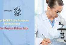Govt NCERT Life Sciences Recruitment 2020 – Junior Project Fellow Jobs Govt NCERT Life Sciences