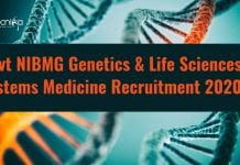 Govt NIBMG Genetics & Life Sciences Systems Medicine Recruitment 2020
