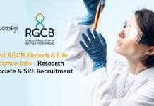 Govt RGCB Biotech & Life Science Jobs – Research Associate & SRF Recruitment Govt RGCB Biotech