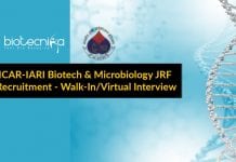 ICAR-IARI Biotech & Microbiology JRF Recruitment – Walk-In/Virtual Interview ICAR-IARI Biotech & Microbiology