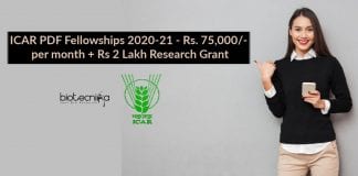 ICAR PDF Fellowships 2020-21