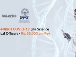 ICMR-NIRRH COVID-19 Testing Life Science Technical Officers Recruitment ICMR-NIRRH Project Jo