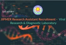 JIPMER Research Assistant Recruitment – Viral Research & Diagnostic Laboratory JIPMER Research Assistant Recruitment