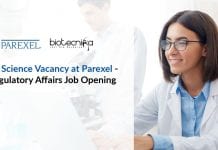 Life Science Vacancy at Parexel – Regulatory Affairs Job Opening Life Science Parexel Vacancy