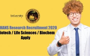 NIMHANS Research Recruitment 2020