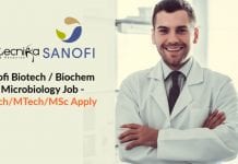 Sanofi Biotech / Biochem & Microbiology Job – BTech/MTech/MSc Apply Sanofi Biotech