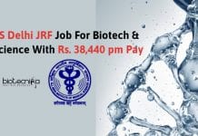 AIIMS Delhi JRF Job For Biotech & Life Science With Rs. 38,440 pm Pay AIIMS Delhi JRF Job