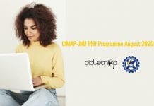 CIMAP-JNU PhD Programme August 2020 Admission CIMAP-JNU PhD Programme Admission