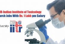 CSIR-Indian Institute of Toxicology Research Jobs With Rs. 1 Lakh pm Salary CSIR-IITR Recruitment