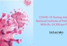 COVID-19 Testing Jobs at National Institute of Pathology With Rs. 54,300 pm Pay ICMR-NIP Life Science Jobs