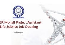 IISER Mohali Project Assistant Life Science Job Opening IISER Mohali Project Assistant
