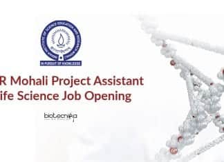 IISER Mohali Project Assistant Life Science Job Opening IISER Mohali Project Assistant
