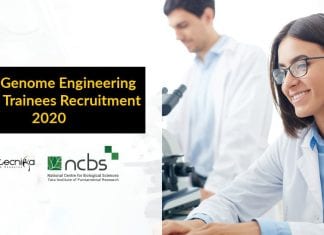 NCBS Genome Engineering Facility Trainees Recruitment 2020 – Apply Online NCBS Biological Science Jobs
