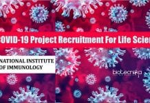 National Institute of Immunology COVID-19 Project Recruitment For Life Sciences NII Life Science SRF
