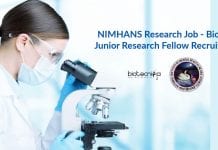 NIMHANS Research Job – Biotech Junior Research Fellow Recruitment NIMHANS Research