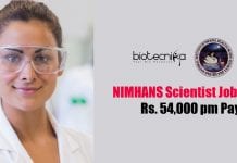 NIMHANS Scientist Job With Rs. 54,000 pm Pay – MSc & PhD Apply NIMHANS Scientist Job