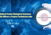 Tata Medical Center Biological Sciences Scientific Officer & Project Technician Jobs TMC Kolkata Biological Sciences