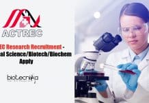 ACTREC Research Recruitment – Biological Science/Biotech/Biochem Apply ACTREC Biological Science JRF