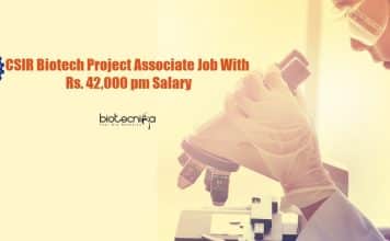 CSIR-CSIO Biotech Project Associate Job With Rs. 42,000 pm Salary CSIR-CSIO Biotech Project Associate
