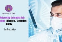 Delhi University Scientist Job Recruitment – Biotech / Genetics Apply Delhi University Scientist Job