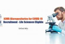 ICMR-Biorepositories for COVID-19 Recruitment – Life Sciences Eligible ICMR-NICED Jobs Life Sciences