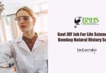 Govt JRF Job For Life Sciences at Bombay Natural History Society Lifesciences Jobs