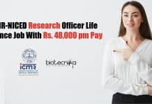 ICMR-NICED Research Officer Life Science Job With Rs. 48,000 pm Pay NICED Research Officer Job