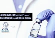 ICMR-NIRT COVID-19 Vaccine Project Recruitment With Rs. 45,000 pm Salary NIRT Biochemistry Job