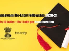Ramalingaswami Re-Entry Fellowship 2020-21
