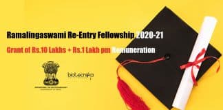 Ramalingaswami Re-Entry Fellowship 2020-21