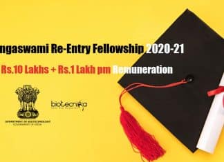Ramalingaswami Re-Entry Fellowship 2020-21