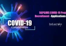 SGPGIMS COVID-19 Project Recruitment – Applications Invited SGPGIMS JRF Job