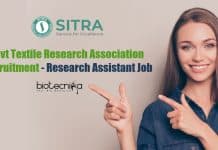 Govt Textile Research Association Recruitment – Research Assistant Job Textile Research Association Recruitment