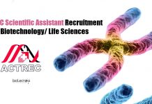 ACTREC Scientific Assistant Recruitment – Biotechnology/ Life Sciences ACTREC Scientific Assistant Recruitment