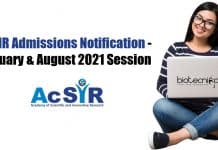 AcSIR PhD Admission Notification