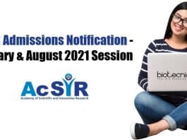 AcSIR PhD Admission Notification