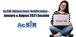 AcSIR PhD Admission Notification