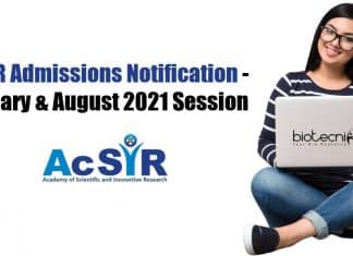 AcSIR PhD Admission Notification